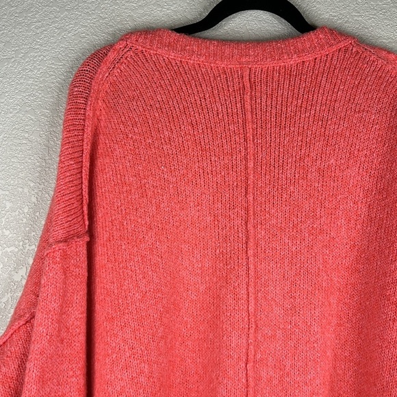 Free People Brookside Coral Boho Festival Pullover Oversized Knit Sweater Size M - Picture 5 of 8